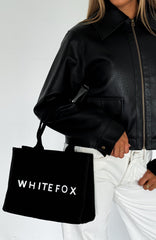 White Fox Mini Tote Bag Black