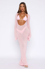 Malta Mermaids Long Sleeve Maxi Dress Blush Pink