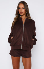 Confidence Level Suede Jacket Chocolate