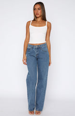 Zara Mid Rise Straight Leg Jeans Admiral Blue