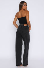 Bring The Style High Rise Wide Leg Jeans Black Acid