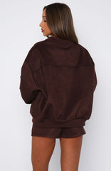 Between Us Faux Suede Shorts Chocolate