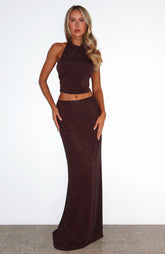 Prism Embellished Maxi Skirt Chocolate