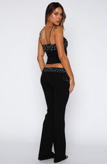 Saving My Heart Pants Black/White Polka Dot