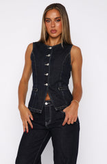 I'll Miss You Denim Top Dark Navy