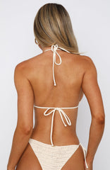 Kings Beach Crochet Bikini Top Cream