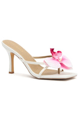 Megan Orchid Mules White/Pink