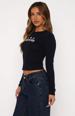 Play By Play Long Sleeve Baby Tee Navy