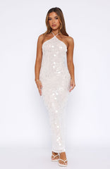 Dedication Sequin Maxi Dress White