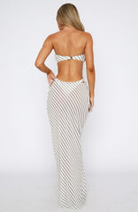 Luminous Maxi Skirt Cream/Choc Stripe