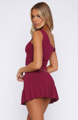 Break The Limits Shirred Mini Skirt Berry