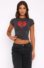 Love Burst Baby Tee Charcoal