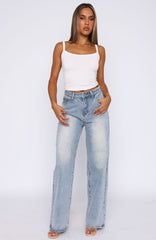 Bring The Style High Rise Wide Leg Jeans Light Blue