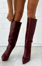 Run Away With Me Knee High Boots Burgundy