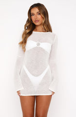 Stand And Stare Long Sleeve Mini Dress White