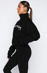 For What It's Worth Boxy Quarter Zip Sweater Black