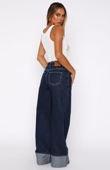 Charlotte Mid Rise Wide Leg Jeans Dark Indigo