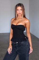All For You Strapless Top Black