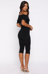 Brunch Dates Off Shoulder Jumpsuit Black