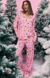 Pillow Talk Printed Long Sleeve Pyjama Set Candy Kiss