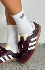 Lucky Dip Socks White/Burgundy