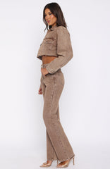 Something To Prove High Rise Straight Leg Jeans Tan Wash