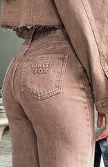 Something To Prove High Rise Straight Leg Jeans Tan Wash