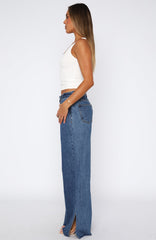 Summer Mid Rise Wide Leg Jeans Admiral Blue