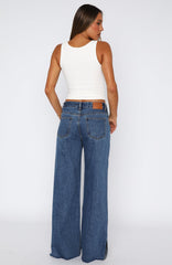 Summer Mid Rise Wide Leg Jeans Admiral Blue