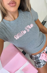 That Time Of Year Baby Tee Dark Grey Marle