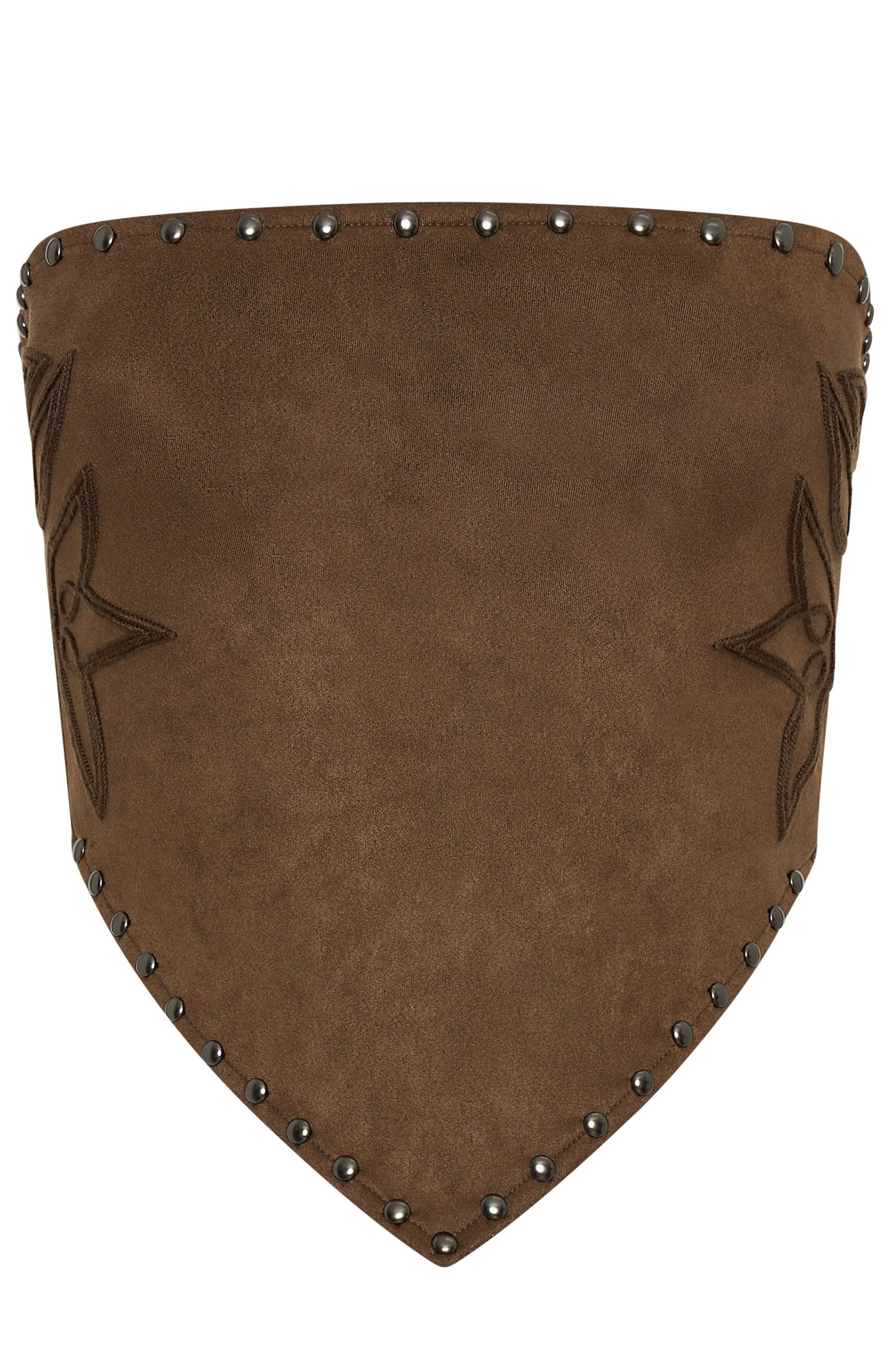 Rumours Strapless Faux Suede Top Chocolate