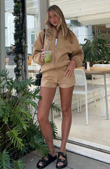 Between Us Faux Suede Shorts Honey