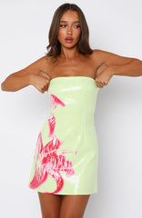 Make Up My Mind Sequin Mini Dress Lime Spritz