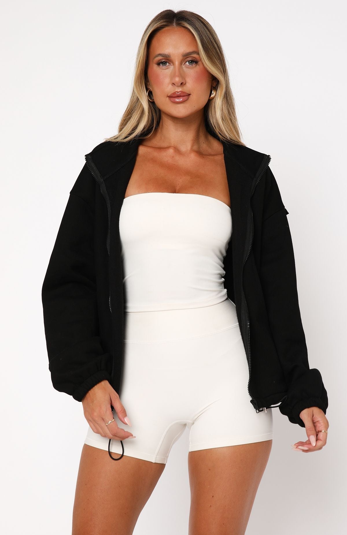 Don't Look Now Zip Front Sweater Black