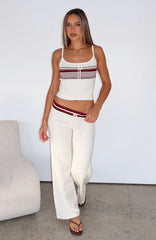 Keep Driving Knit Pants Burgundy Stripe