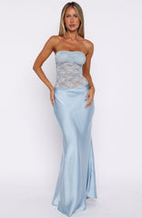 Fall In Love With You Strapless Maxi Dress Sky Blue