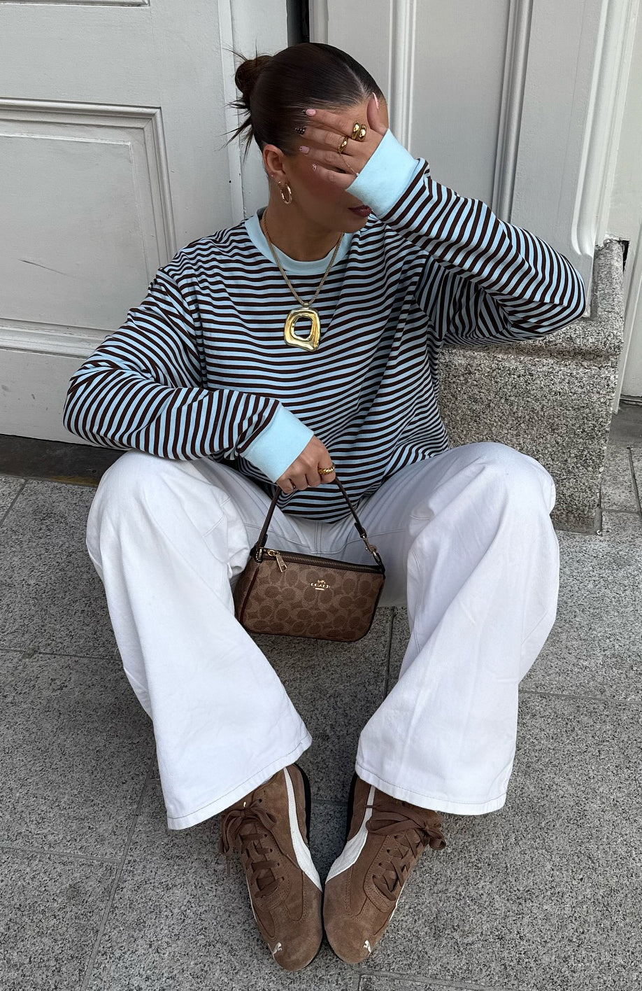 Catch The Drift Long Sleeve Tee Blue/Choc Stripe