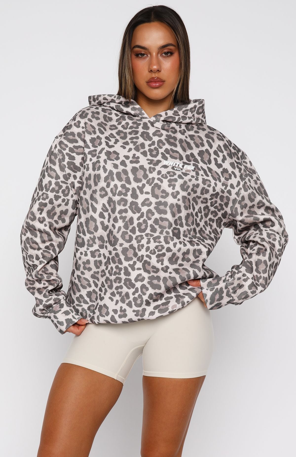 Offstage Printed Oversized Hoodie Leopard