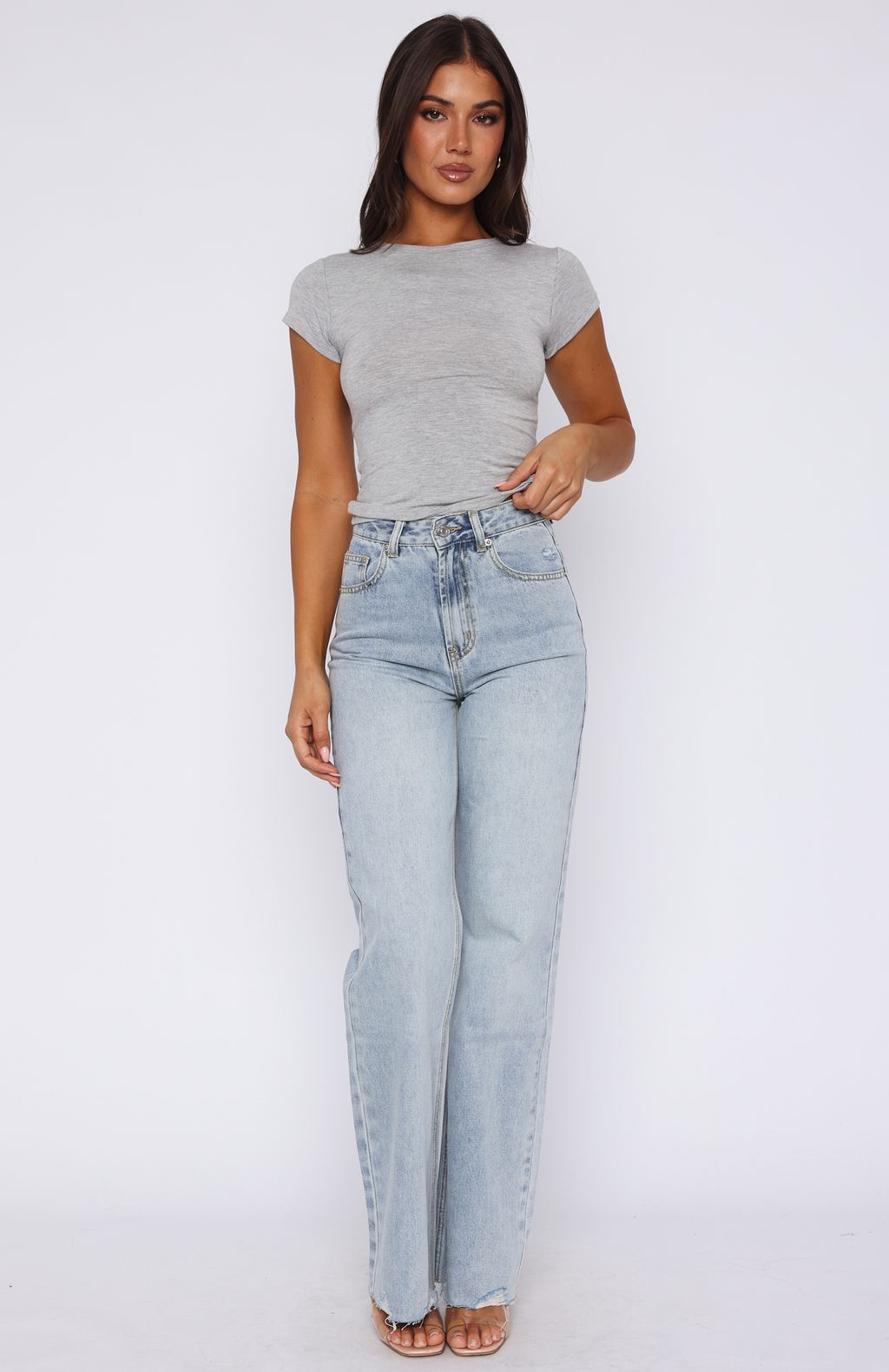 Alana High Waisted Straight Leg Jeans Light Blue