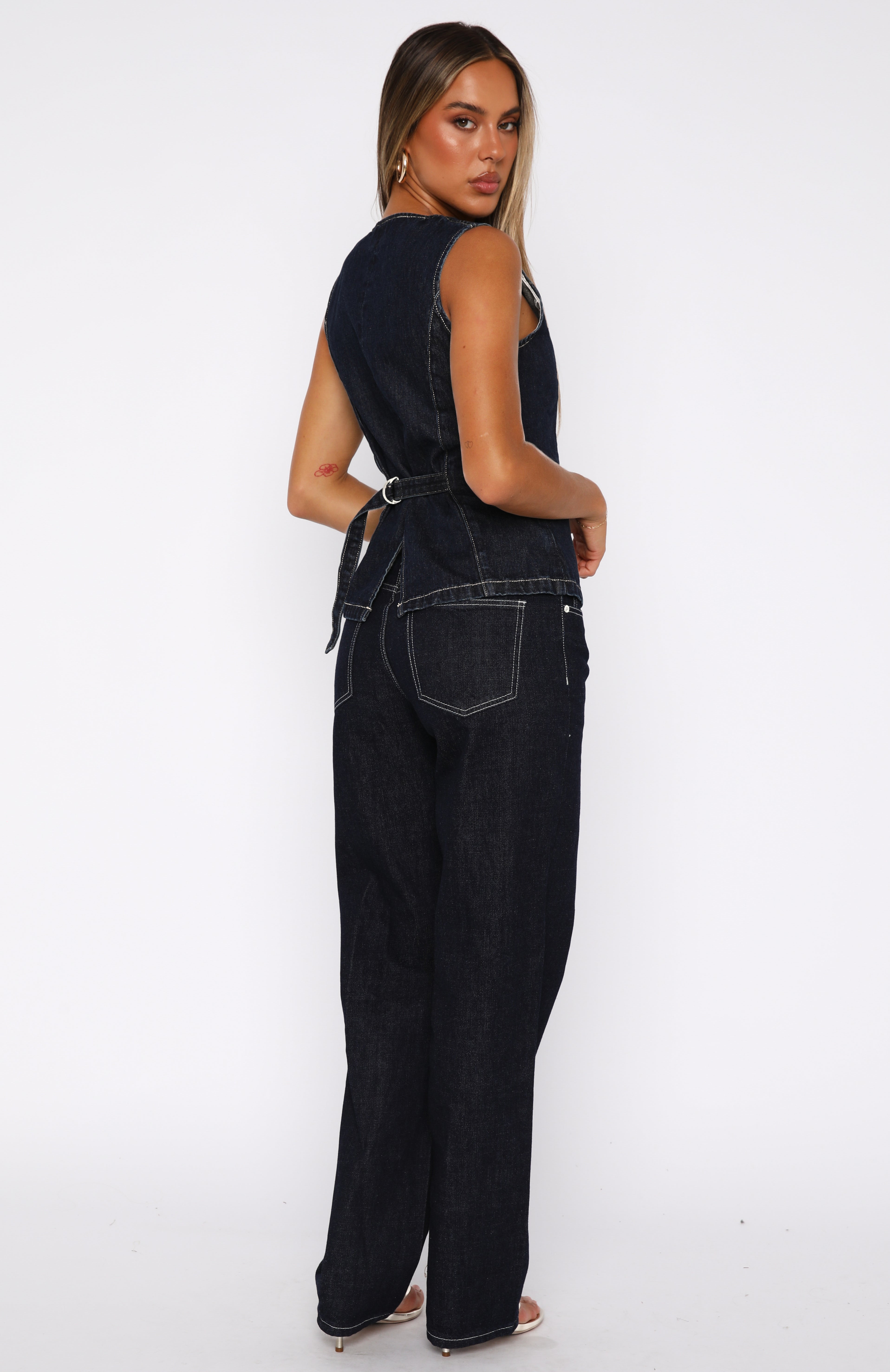 Zara Mid Rise Straight Leg Jeans Dark Navy