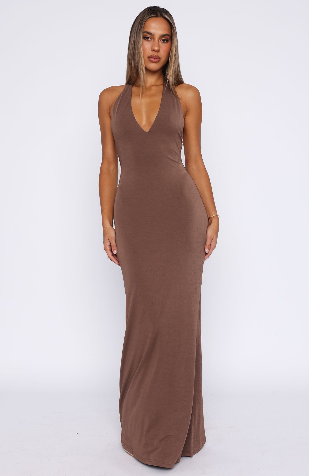 Written In The Stars Halter Maxi Dress Chocolate