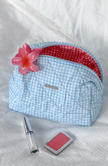 Getting Ready Cosmetic Bag Blue Gingham