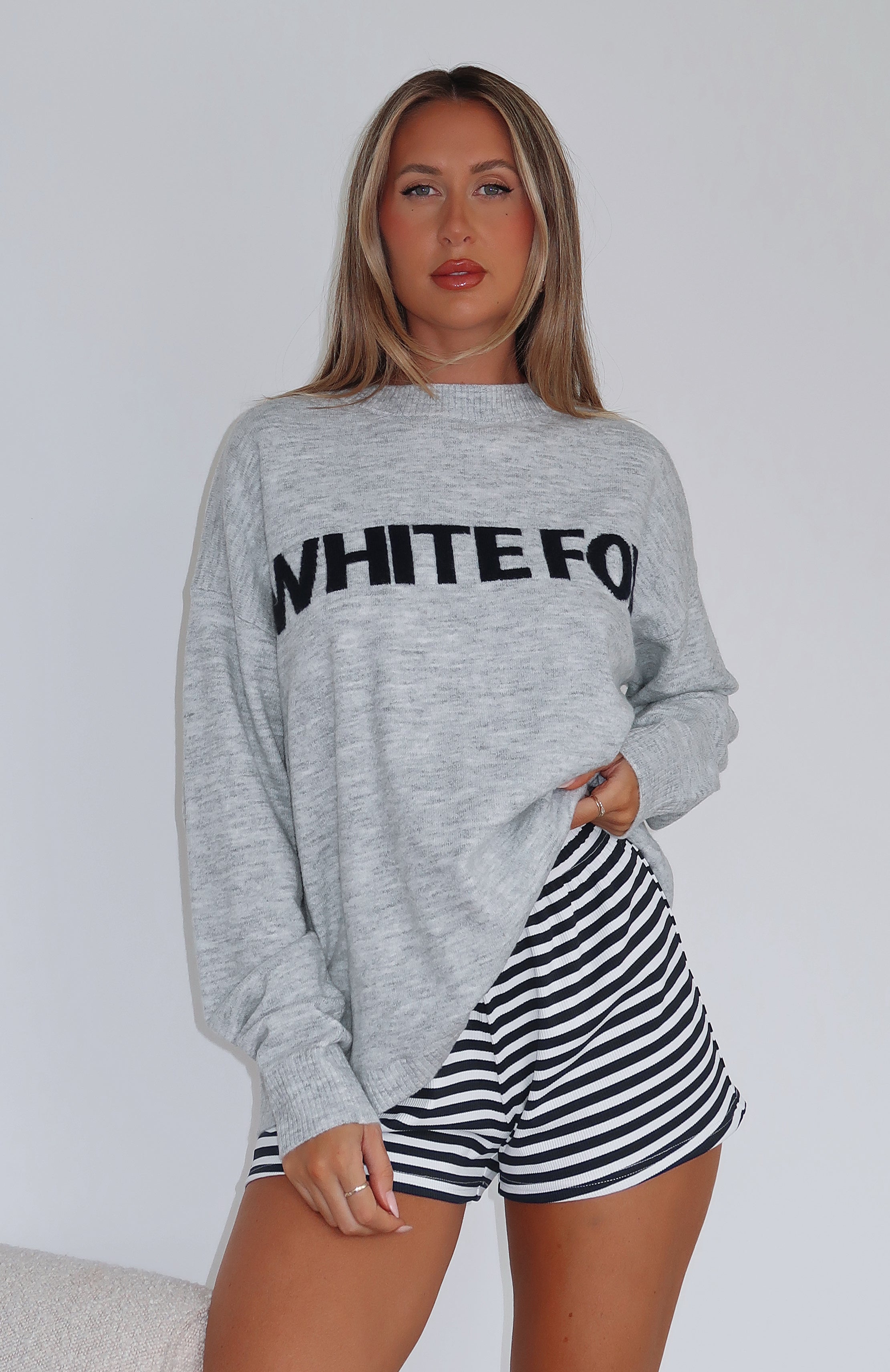 Set Me Free Knit Sweater Grey Marle