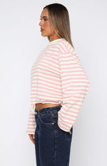 First Time Here Long Sleeve Tee Pink/Cream Stripe