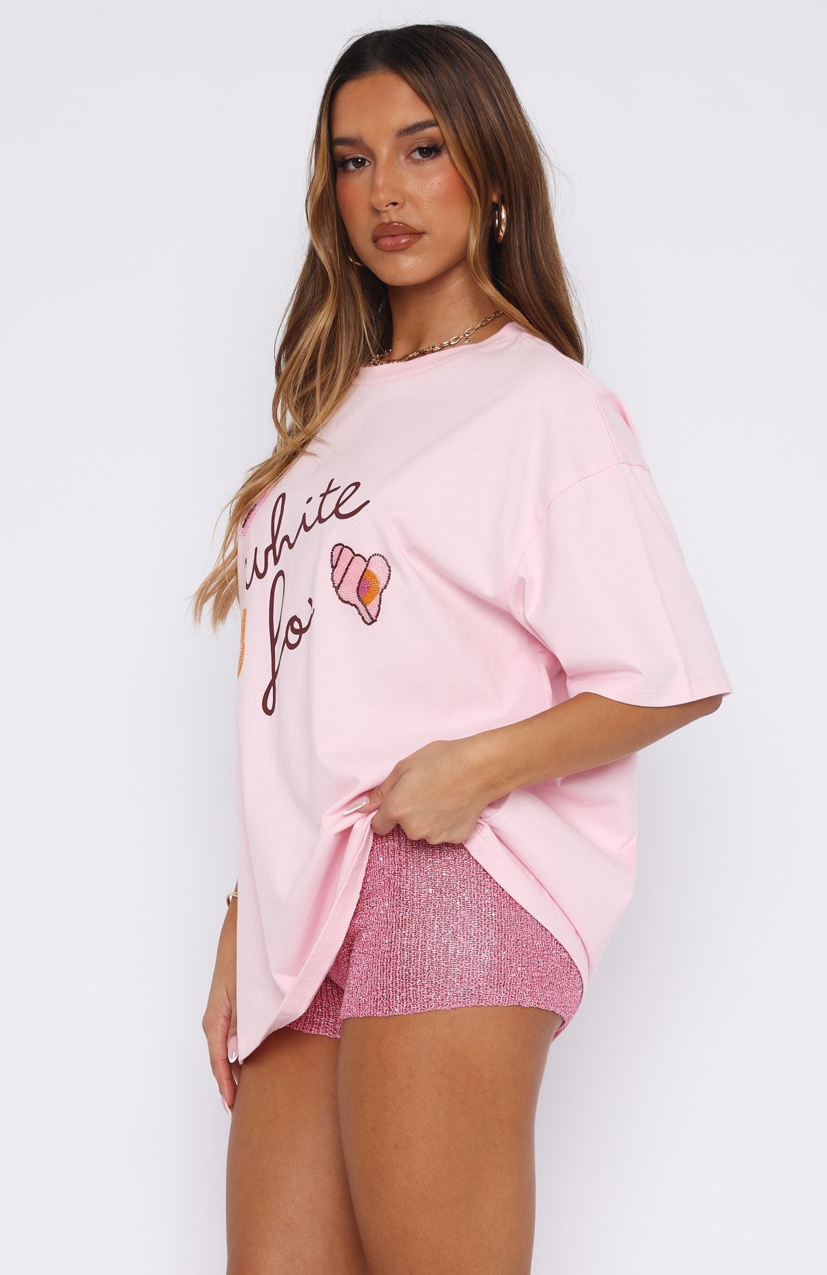 Sweet Bloom Oversized Tee Pink