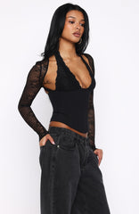 Never Walk Alone Long Sleeve Bustier Black