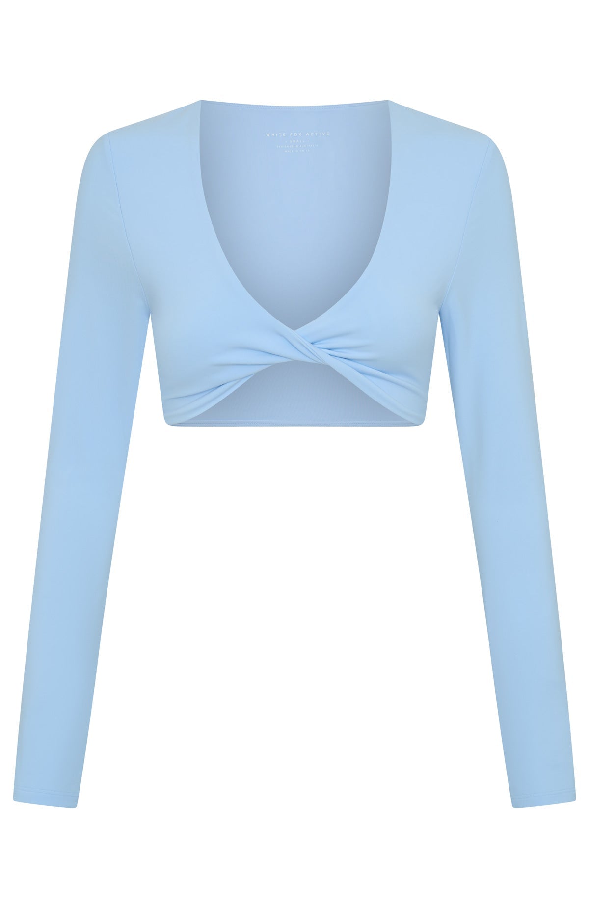 Over The Line Long Sleeve Crop Baby Blue