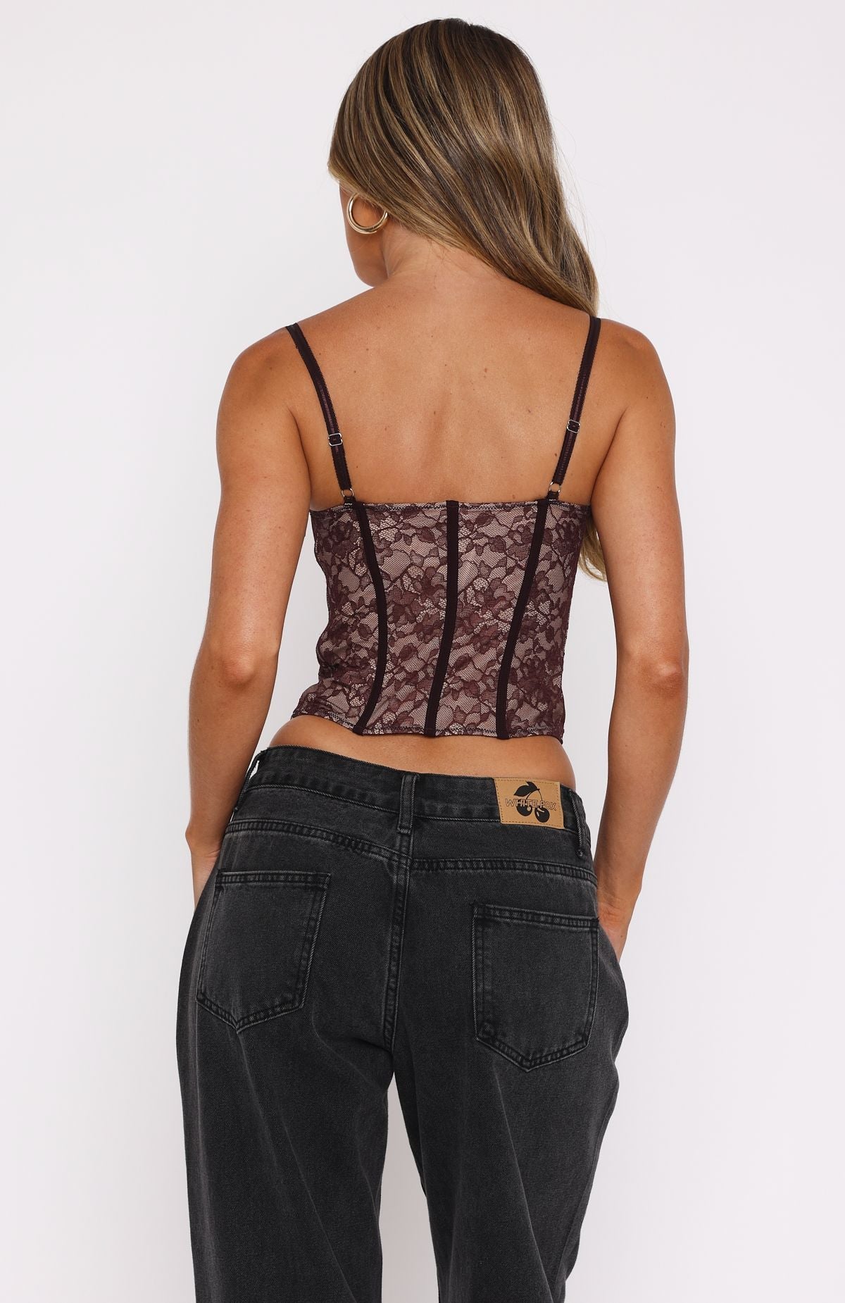 Raise A Glass Lace Bustier Burgundy