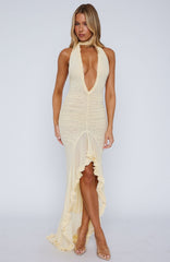 Let It Ride Halter Maxi Dress Lemon