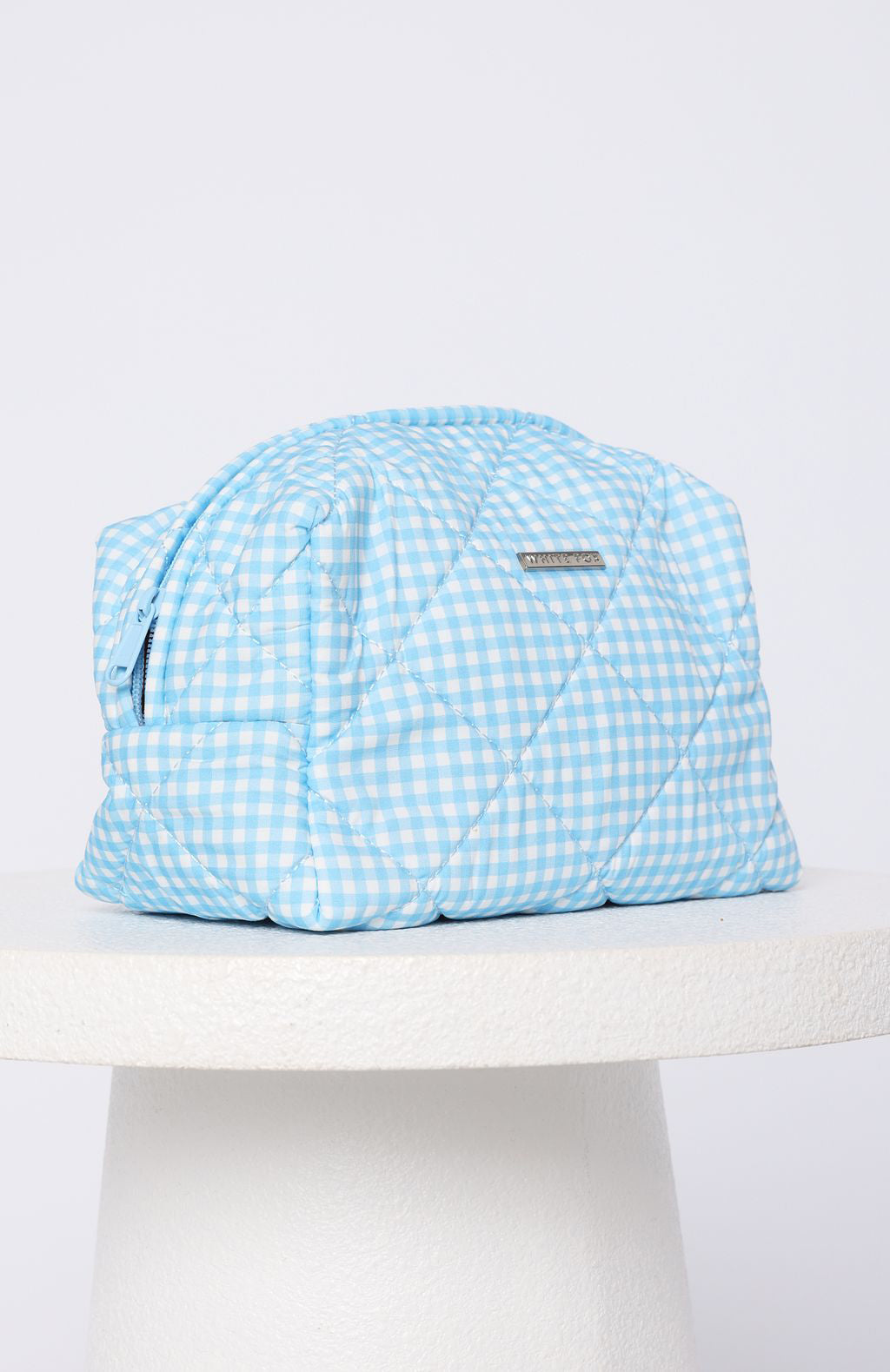 Getting Ready Cosmetic Bag Blue Gingham